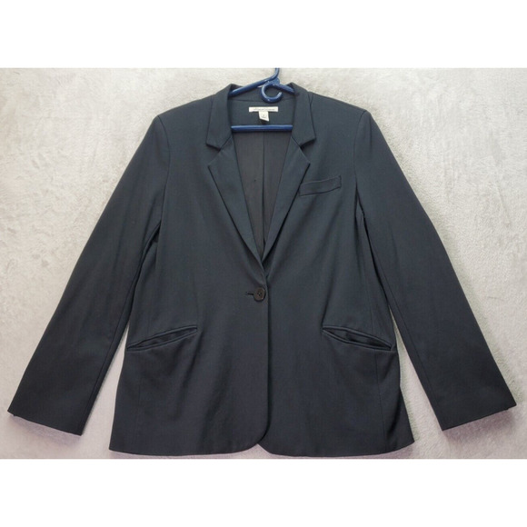 Kenneth Cole New York Blazer Women 10 Black Polyester Single Breasted One Button - Picture 1 of 9